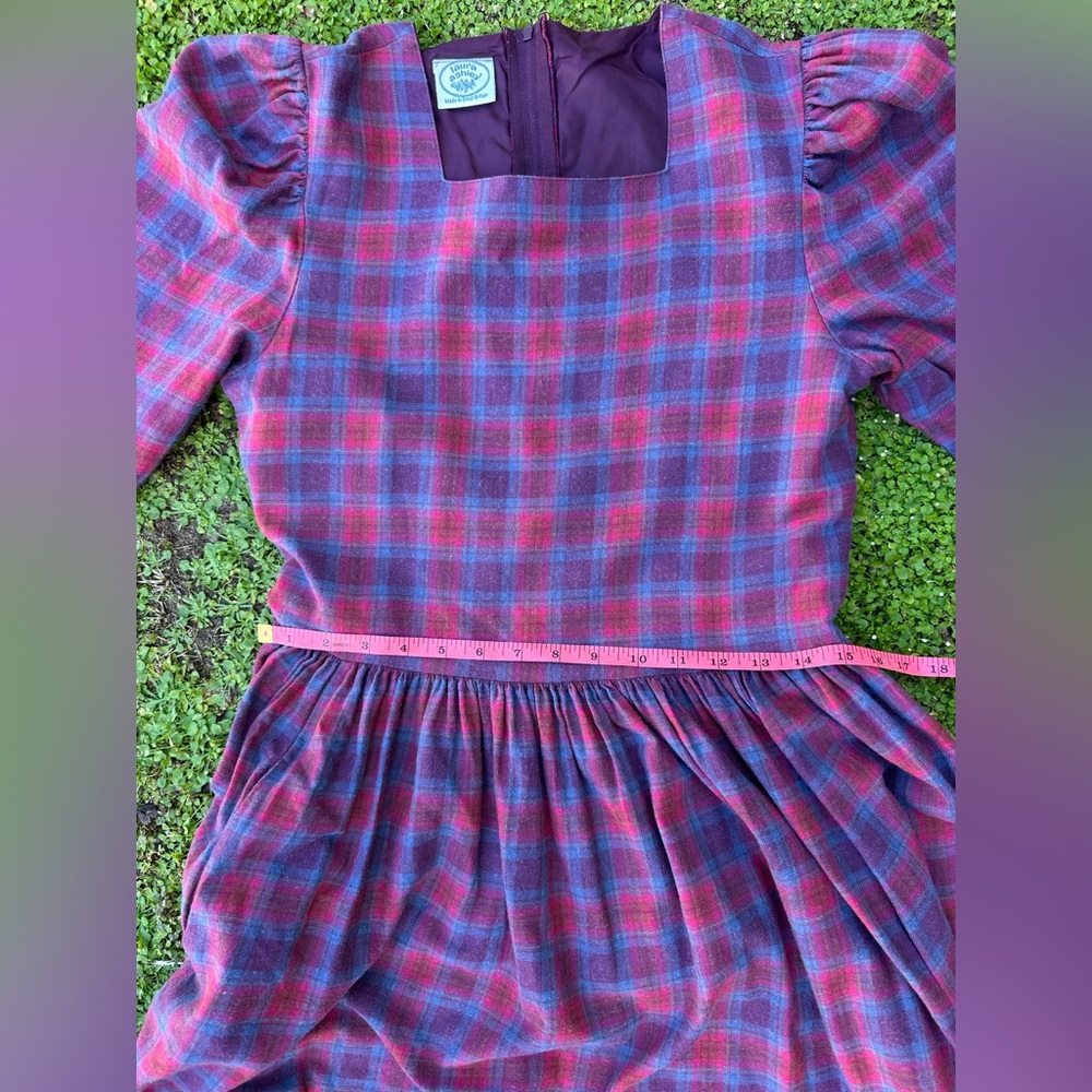 Vintage Laura Ashley Check Plaid Wool Blend Dress - Picture 12 of 13